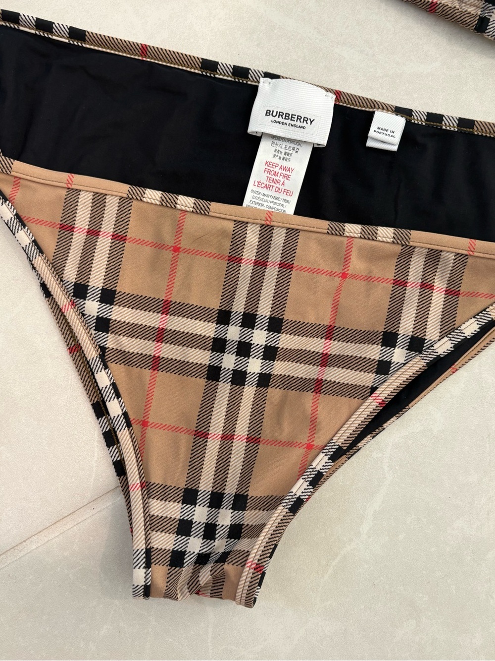 Burberry Beige Check Triangle Bikini bottom only